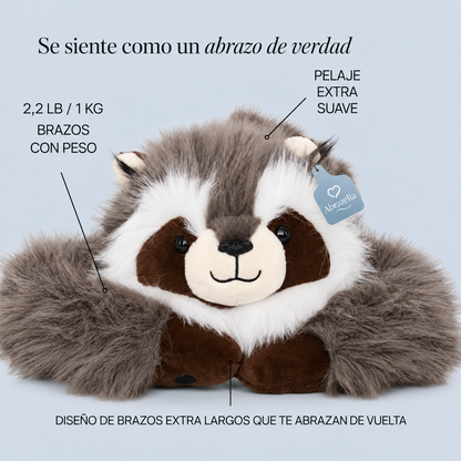 Roki el Mapache, peluche con peso y brazos largos de Abrazelia, imagen 3