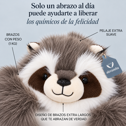 Roki el Mapache, peluche con peso y brazos largos de Abrazelia, imagen 11